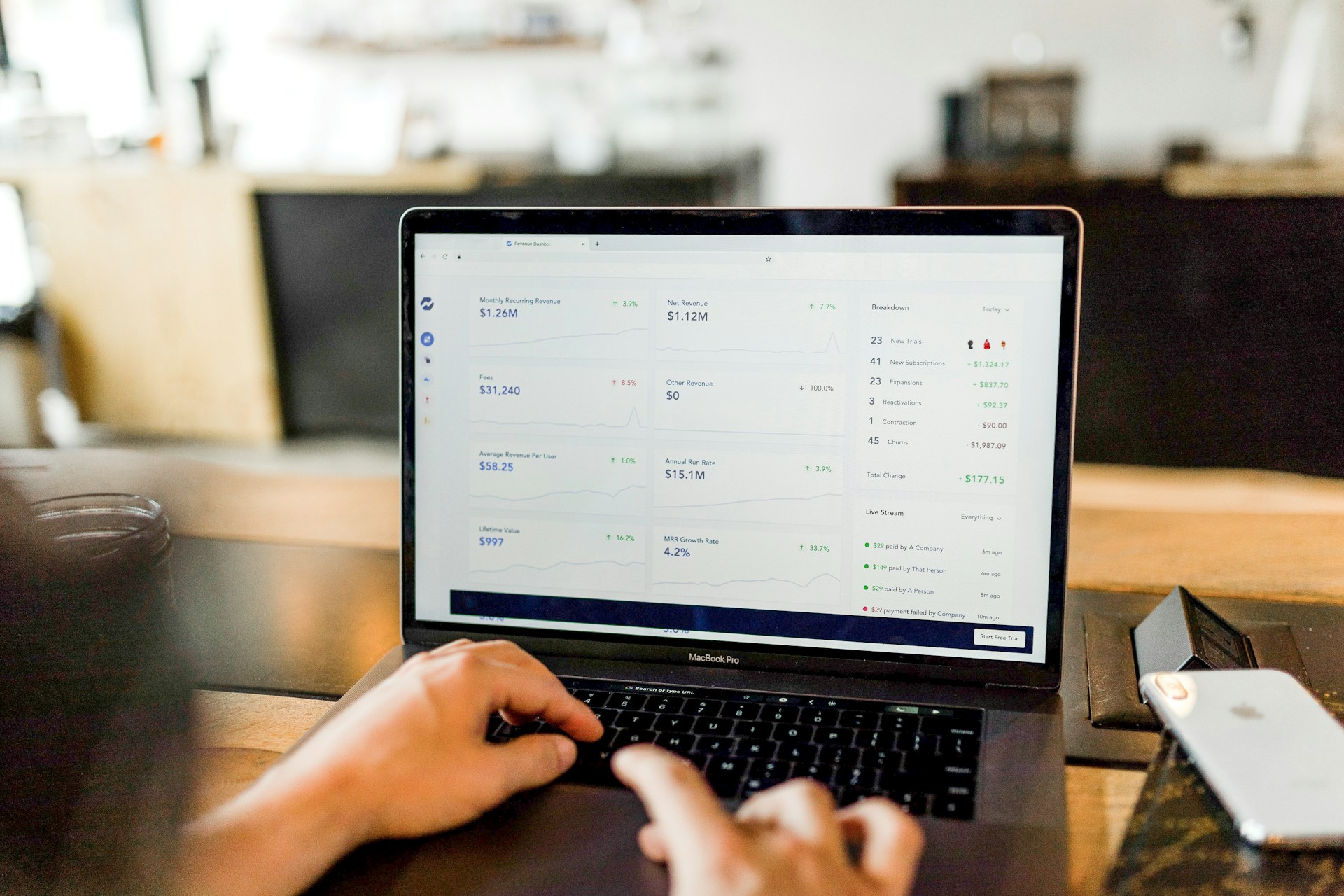 Person configuring a CRM dashboard